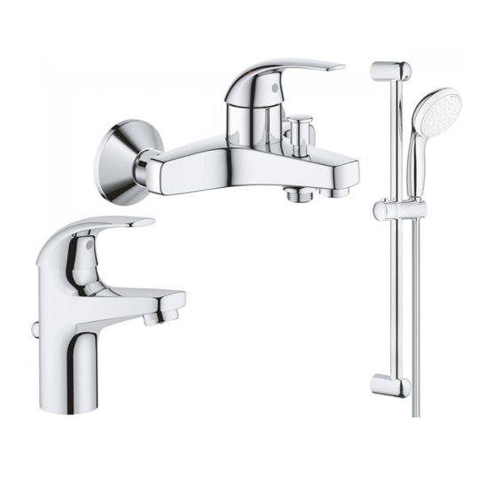 Набір змішувачів для ванни з душовим гарнітуром Grohe BauCurve, хром (UA122217S0) 