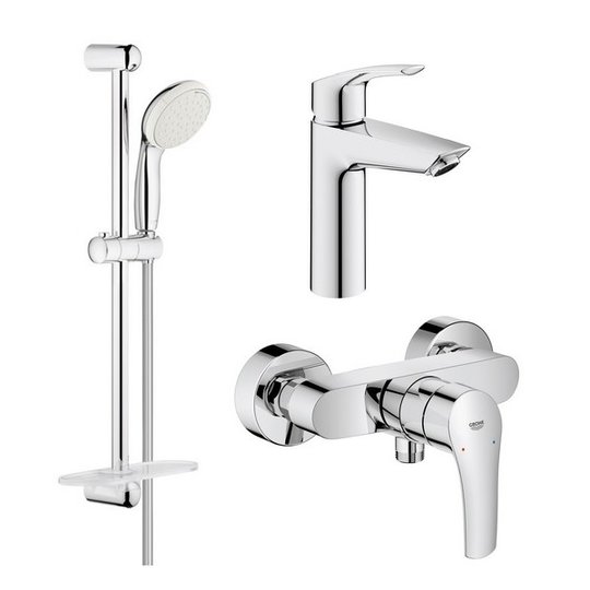 Набір змішувачів для ванни з душовим гарнітуром Grohe Eurosmart, хром (UA123244M0) 