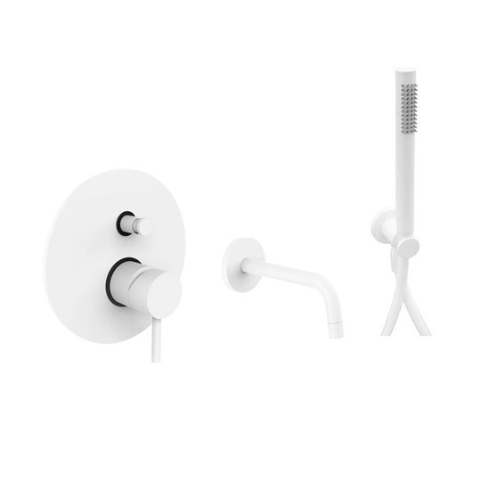 Душевая система для ванны Paffoni Shower, с изливом 175 мм, белый матовый (KITLIG015BO175) Душевые комплекты (системы) Белый матовый