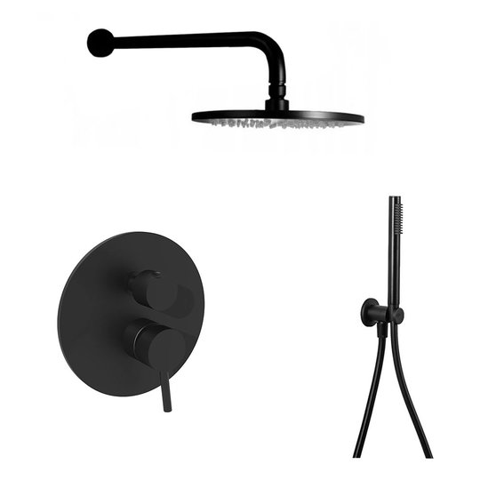 Душевая система Paffoni Shower, верхний душ d 225 мм, черный матовый (KITLIG018NO) Душевые комплекты (системы) Черный матовый