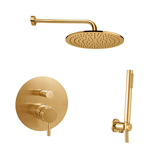 Душовий комплект Paffoni Shower, верхній душ 300 мм, золото матовий (KITLIG015HGSP300) Душові комплекти (системи) Золото матове