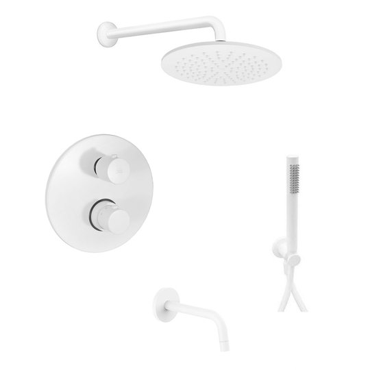 Термостатичний душовий комплект для ванни Paffoni Shower, білий матовий (KITLIQ019BO225) Душові комплекти (системи) Білий матовий