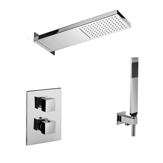 Термостатический душевой комплект Paffoni Shower, верхний душ 520х160 мм, хром (KITLEQ519CR/M520) Душевые комплекты (системы) Хром