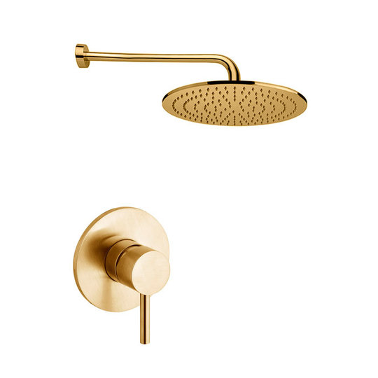Душова система Paffoni Shower, верхній душ d300 мм, золото матовий (KITLIG011HGSP300) Душові комплекти (системи) Золото матове