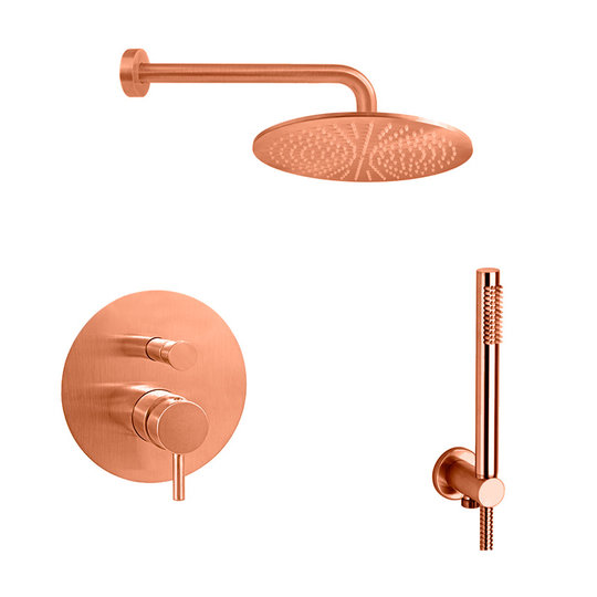 Душевой комплект Paffoni Shower, верхний душ d 300 мм, медь матовая (KITLIG018RMSP300) Душевые комплекты (системы) Медь матовая