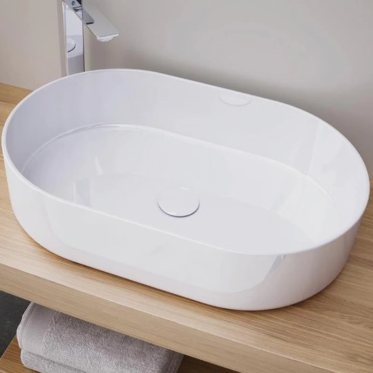Раковина накладная 38х60 cm Sanycces Trapani, белый (LV5210613913WG) На столешницу, На тумбу Овальные