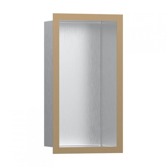 Настенная ниша с рамкой Hansgrohe XtraStoris Individual 30x15х10 см, нержавеющая сталь/матовая бронза (56094140) Скрытые ниши Hansgrohe