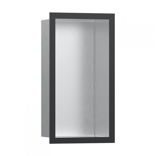 Настінна ніша з рамкою Hansgrohe XtraStoris Individual 30x15х10 см, нержавіюча сталь/чорний матовий хром (56094340) Скрытые ниши Hansgrohe