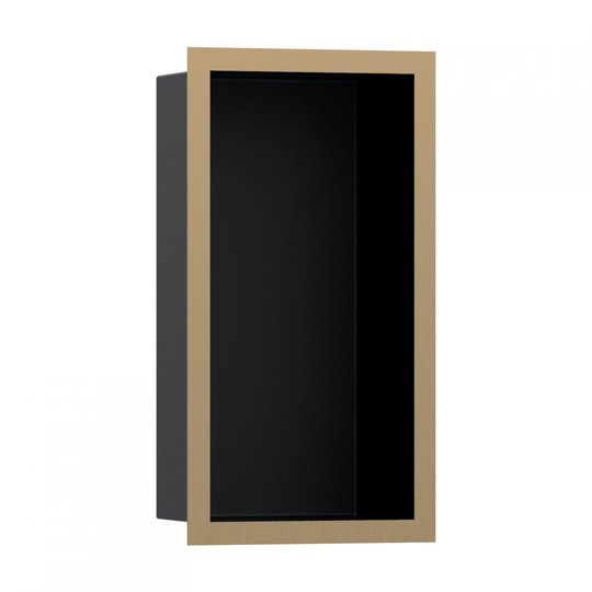Настенная ниша с дизайнерской рамкой Hansgrohe XtraStoris Individual 30x15х10 см, черный матовый/матовая бронза (56095140) Скрытые ниши Hansgrohe