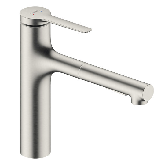 Смеситель для кухни Hansgrohe Zesis M33 160, с выдвижной лейкой, нержавеющая сталь (74801800) Для кухни Нержавеющая сталь