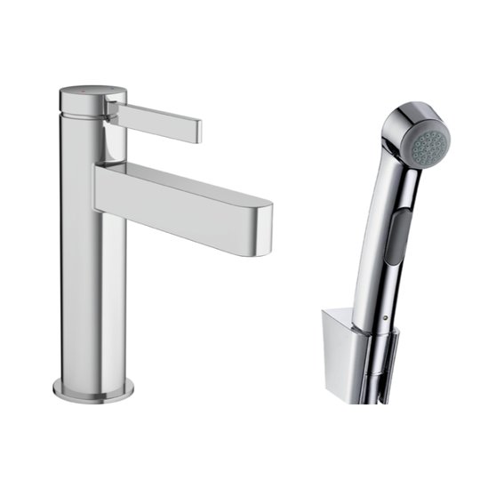 Смеситель для раковины Hansgrohe Finoris 110, с гигиеническим душем, хром (76210000) Для раковины Хром