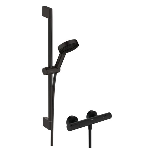 Душевой комплект Hansgrohe Pulsify Select S EcoSmart 65 см с термостатом Ecostat Element, черный матовый (24272670) Душевые комплекты (системы) Черный матовый