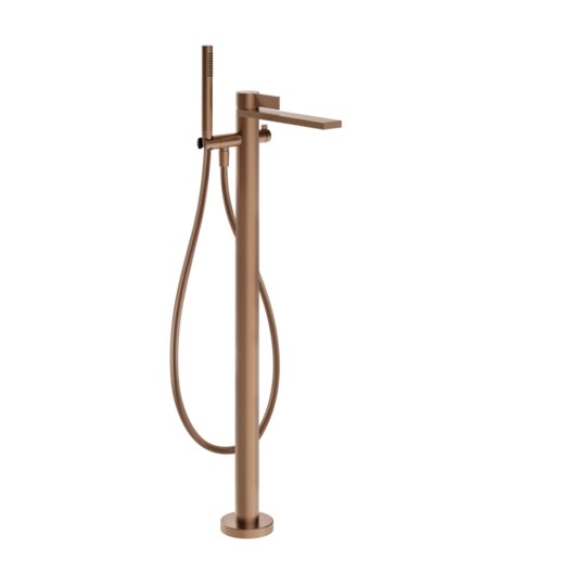 Підлоговий змішувач для ванни Gessi Inverso Rigato, Copper Brushed PVD (73528-708) Для ванни Матовая медь PVD
