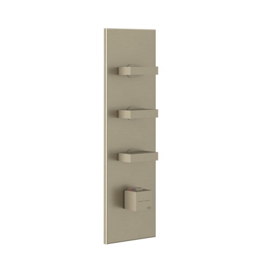 Термостатичний змішувач на 3 споживачі Gessi Inverso Rigato, Finox Brushed Nickel (43026-149) Для ванни, Для душа Матовий нікель