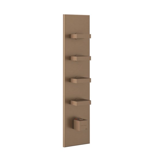 Термостатичний змішувач на 4 споживачі Gessi Inverso Rigato, Copper Brushed PVD (43028-708) Для ванни, Для душа Матовая медь PVD