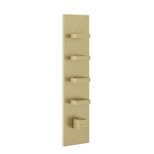Термостатический смеситель на 4 потребителя Gessi Inverso Rigato, Brass Brushed PVD (43028-727) Для ванны, Для душа Матовая латунь PVD