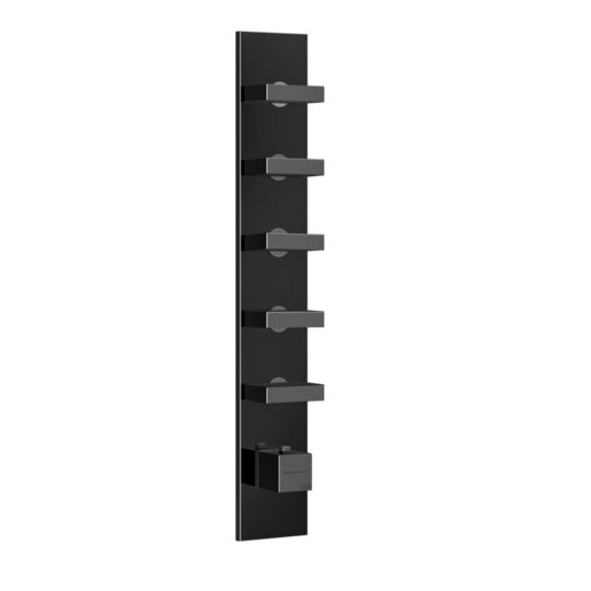 Термостатический смеситель на 5 потребителей Gessi Inverso Rigato, Black Metal PVD (43030-706) Для ванны, Для душа Черный металлик PVD