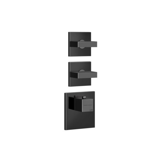 Термостатичний змішувач на 2 споживачі Gessi Inverso Rigato, Black Metal PVD (43214-706) Для ванни, Для душа Черный металлик PVD