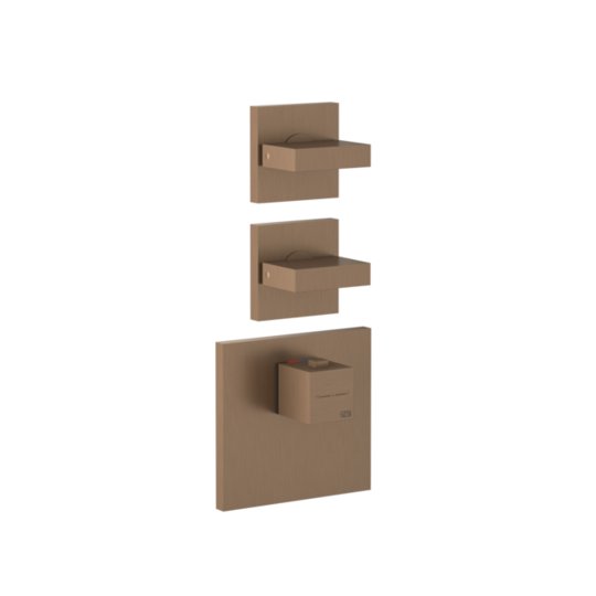 Термостатичний змішувач на 2 споживачі Gessi Inverso Rigato, Copper Brushed PVD (43214-708) Для ванни, Для душа Матовая медь PVD