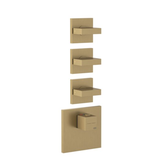 Термостатический смеситель на 3 потребителя Gessi Inverso Rigato, Warm Bronze Br. PVD (43216-726) Для ванны, Для душа Матовая бронза PVD