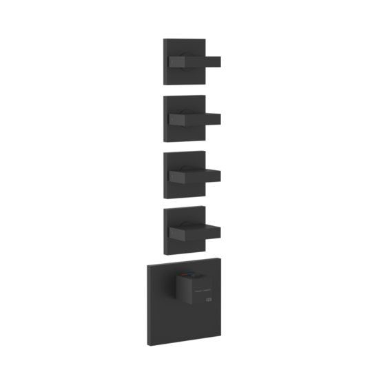 Термостатический смеситель на 4 потребителя Gessi Inverso Rigato, Matte Black (43218-299) Для ванны, Для душа Черный матовый