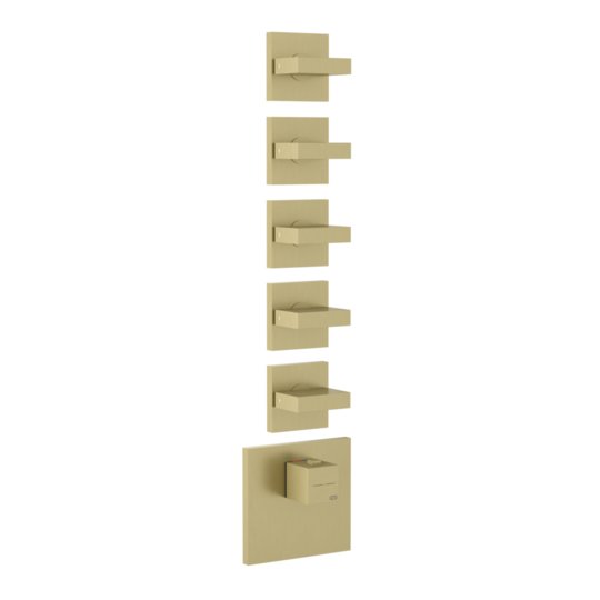 Термостатический смеситель на 5 потребителей Gessi Inverso Rigato, Brass Brushed PVD (43220-727) Для ванны, Для душа Матовая латунь PVD