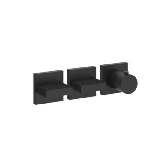 Термостатичний змішувач на 2 споживача Gessi Inverso Rigato, Matte Black (44334-299) Для ванни, Для душа Чорний матовий