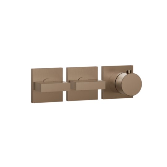 Термостатичний змішувач на 2 споживачі Gessi Inverso Rigato, Copper Brushed PVD (44334-708) Для ванни, Для душа Матовая медь PVD