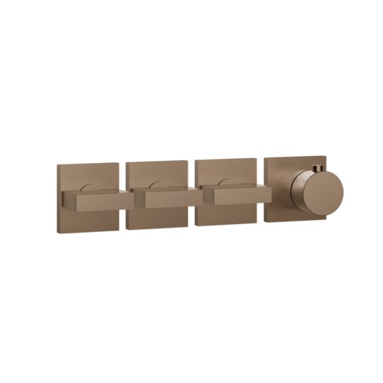 Термостатичний змішувач на 3 споживачі Gessi Inverso Rigato, Copper Brushed PVD (44336-708) Для ванни, Для душа Матовая медь PVD