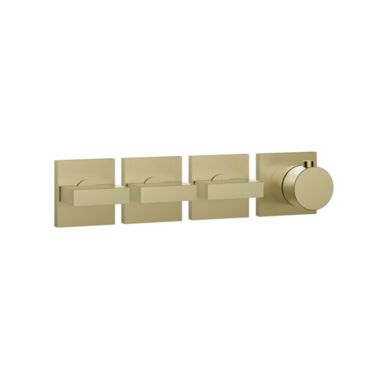 Термостатический смеситель на 3 потребителя Gessi Inverso Rigato, Brass Brushed PVD (44336-727) Для ванны, Для душа Матовая латунь PVD