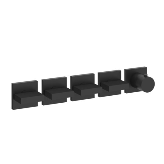 Термостатический смеситель на 4 потребителя Gessi Inverso Rigato, Matte Black (44338-299) Для ванны, Для душа Черный матовый