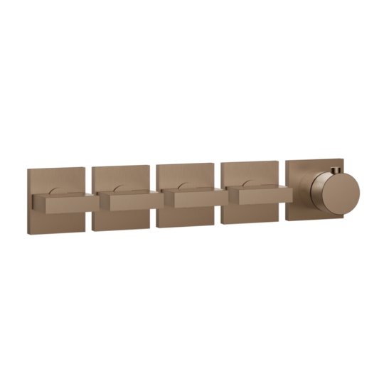 Термостатичний змішувач на 4 споживача Gessi Inverso Rigato, Copper Brushed PVD (44338-708) Для ванни, Для душа Матовая медь PVD