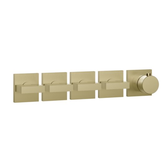 Термостатический смеситель на 4 потребителя Gessi Inverso Rigato, Brass Brushed PVD (44338-727) Для ванны, Для душа Матовая латунь PVD