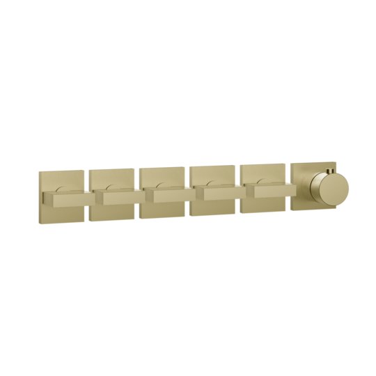 Термостатический смеситель на 5 потребителей Gessi Inverso Rigato, Brass Brushed PVD (44340-727) Для ванны, Для душа Матовая латунь PVD