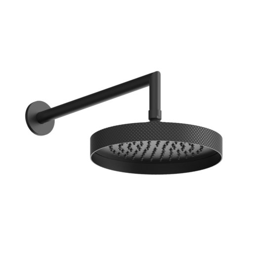 Верхний душ Ø218 мм с душевым кронштейном Gessi Inverso Rigato, Matte Black (63448-299) Верхние души Черный матовый