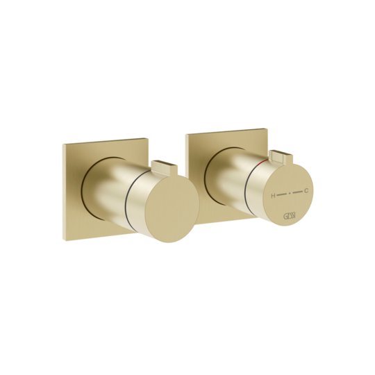 Термостатический смеситель для душа на 2 потребителя Gessi Inverso Rigato, Brass Brushed PVD (73034-727) Для ванны, Для душа Матовая латунь PVD