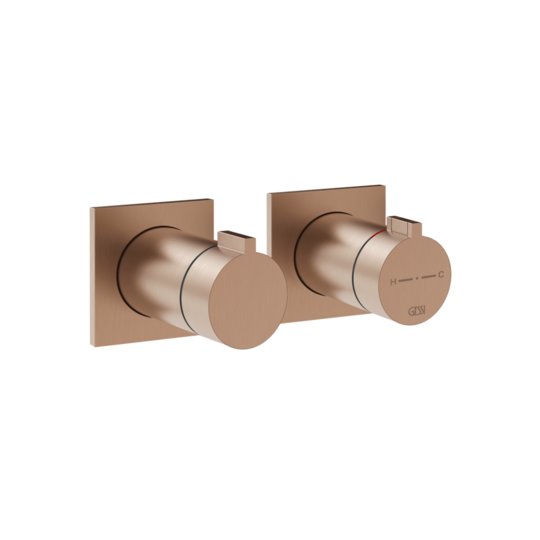 Термостатический смеситель для душа на 3 потребителя Gessi Inverso Rigato, Copper Brushed PVD (73036-708) Для ванны, Для душа Матовая медь PVD