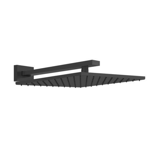 Верхний душ 300х300 мм с душевым кронштейном Gessi Inverso Rigato, Matte Black (15185-299) Верхние души Черный матовый