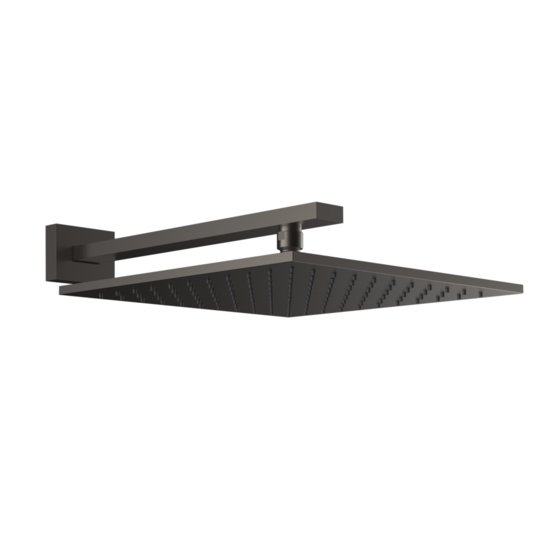 Верхний душ 300х300 мм с душевым кронштейном Gessi Inverso Rigato, Black Metal Br. PVD (15185-707) Верхние души Черный матовый металлик PVD