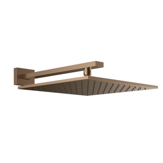 Верхний душ 300х300 мм с душевым кронштейном Gessi Inverso Rigato, Copper Brushed PVD (15185-708) Верхние души Матовая медь PVD