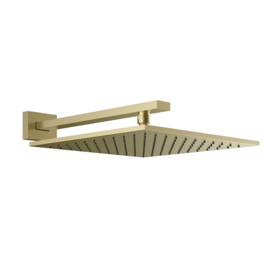 Верхний душ 300х300 мм с душевым кронштейном Gessi Inverso Rigato, Brass Brushed PVD (15185-727) Верхние души Матовая латунь PVD