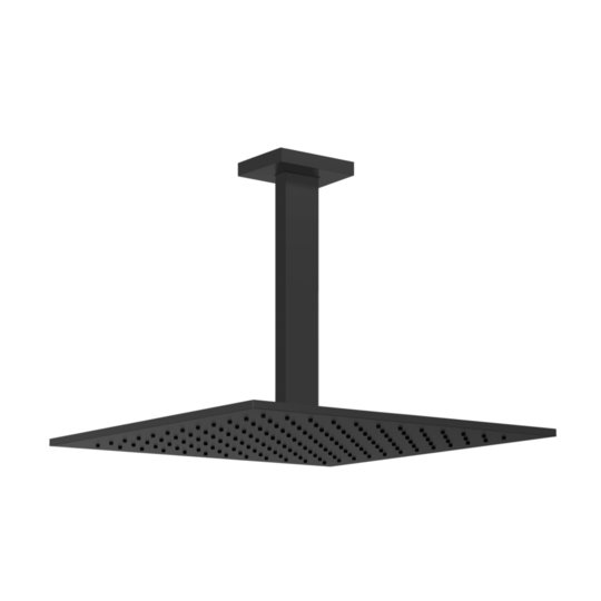 Верхний душ 300х300 мм с душевым кронштейном Gessi Inverso Rigato, Matte Black (15186-299) Верхние души Черный матовый