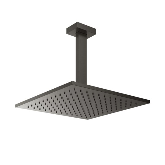 Верхний душ 300х300 мм с душевым кронштейном Gessi Inverso Rigato, Black Metal Br. PVD (15186-707) Верхние души Черный матовый металлик PVD