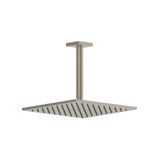 Потолочный верхний душ 250х250 мм с душевым кронштейном Gessi Inverso Rigato, Finox Brushed Nickel (59155-149) Верхние души Матовый никель