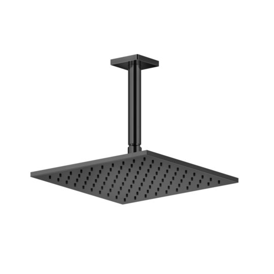 Потолочный верхний душ 250х250 мм с душевым кронштейном Gessi Inverso Rigato, Black Metal PVD (59155-706) Верхние души Черный металлик PVD