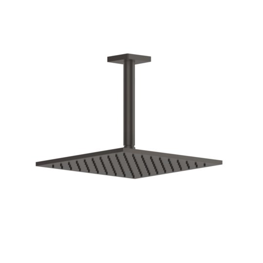 Верхній стельовий душ 250х250 мм з душовим кронштейном Gessi Inverso Rigato, Black Metal Br. PVD (59155-707) Верхні душі Черный матовый металлик PVD