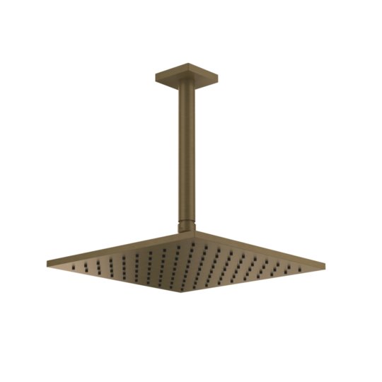 Потолочный верхний душ 250х250 мм с душевым кронштейном Gessi Inverso Rigato, Antique Brass (59155-713) Верхние души античная латунь