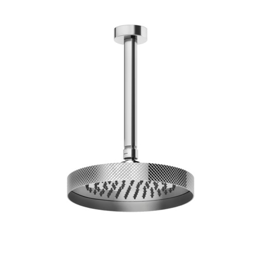 Потолочный верхний душ Ø218 мм с душевым кронштейном Gessi Inverso Rigato, Chrome (63452-031) Верхние души Хром