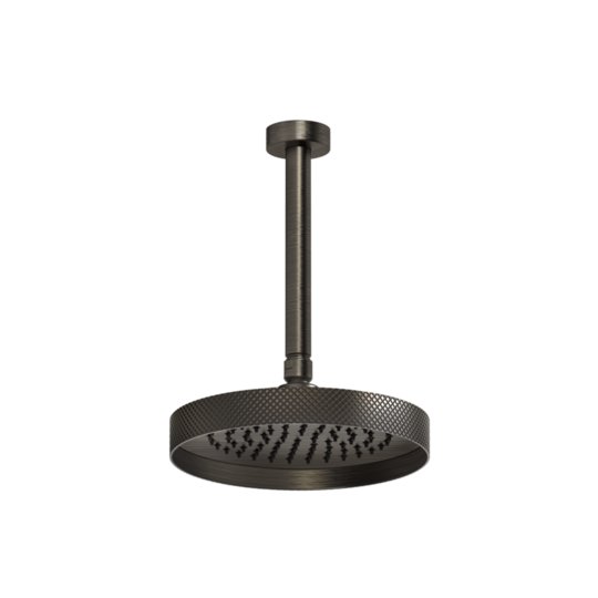 Потолочный верхний душ Ø218 мм с душевым кронштейном Gessi Inverso Rigato, Aged Bronze (63452-187) Верхние души Состаренная бронза