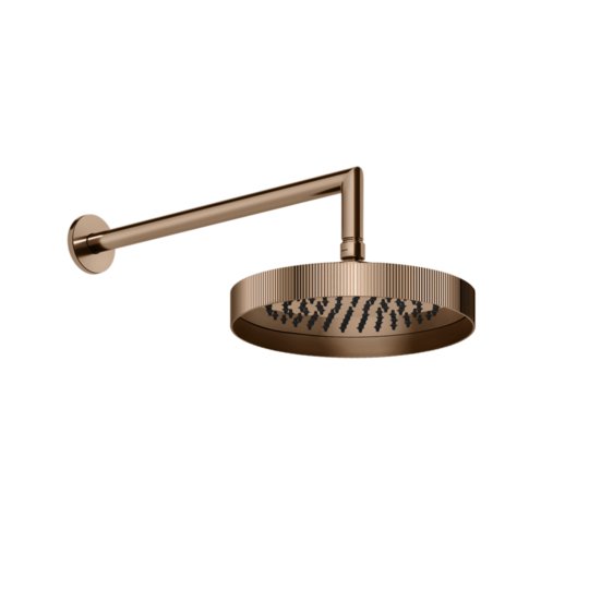 Верхний душ Ø218 мм с душевым кронштейном Gessi Inverso Rigato, Copper PVD (63548-030) Верхние души Медь PVD